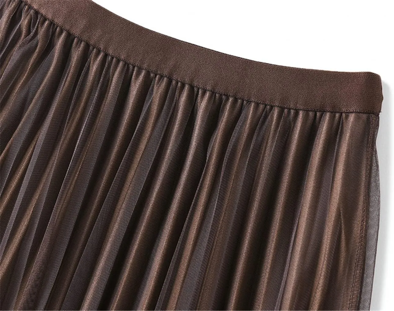 Jegsnoe Women Velvet Tulle Pleated Skirt Autumn Winter Fashion Warm Party Midi Skirts
