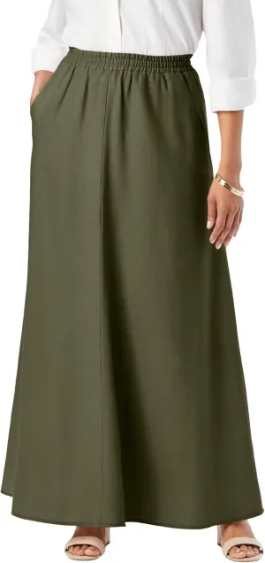 Jessica London Women's Plus Size Linen Maxi Skirt