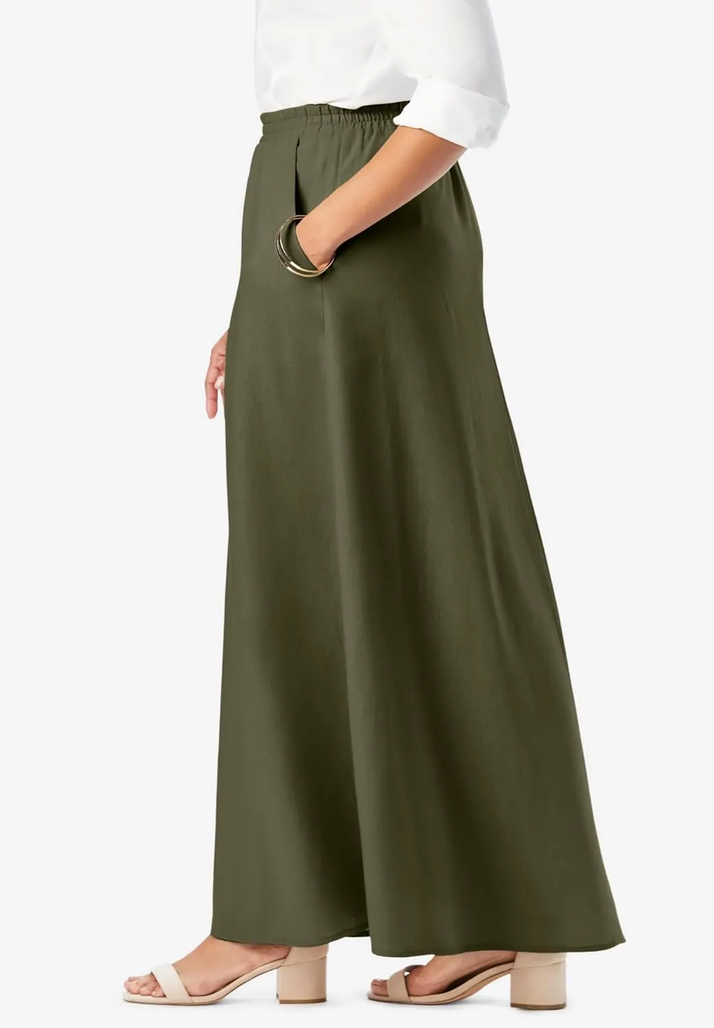 Jessica London Women's Plus Size Linen Maxi Skirt