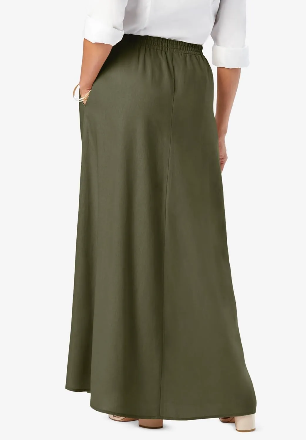 Jessica London Women's Plus Size Linen Maxi Skirt