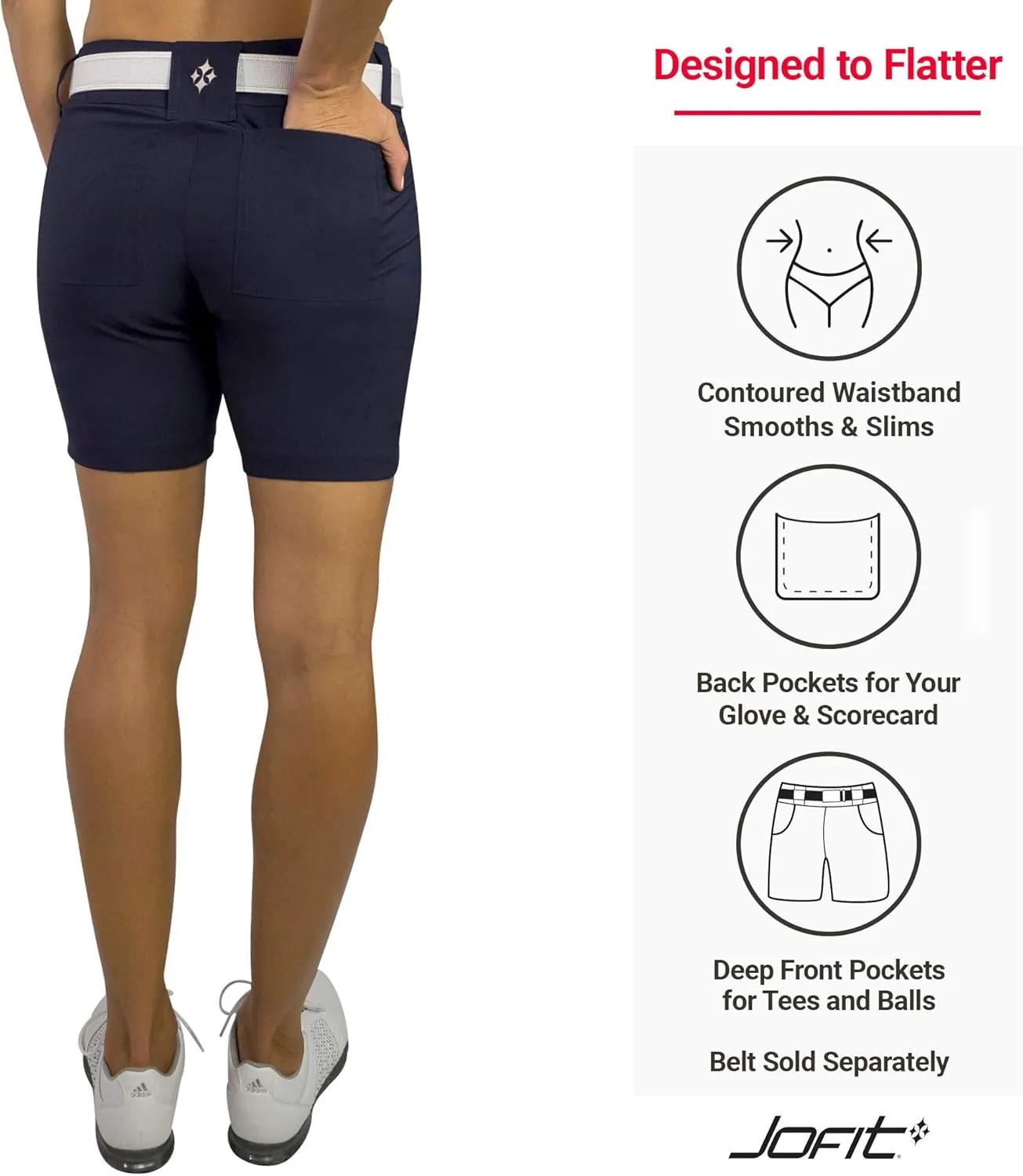 Jofit Apparel Golf Shorts Womens Athletic Clothing, Everyday Shorts for Casual or Sportswear