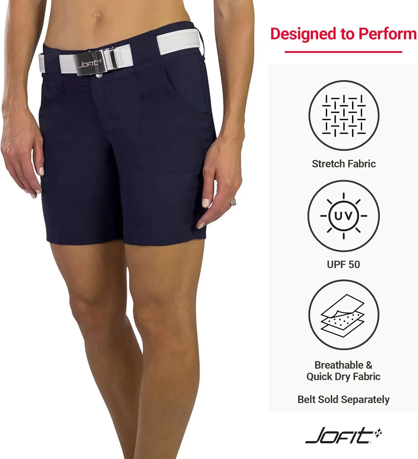 Jofit Apparel Golf Shorts Womens Athletic Clothing, Everyday Shorts for Casual or Sportswear