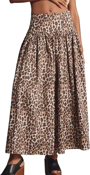 Leopard Print Skirt for Women Elegant Long Flowy Maxi Cheetah Print Skirt High Waist Aline Animal Print Skirts