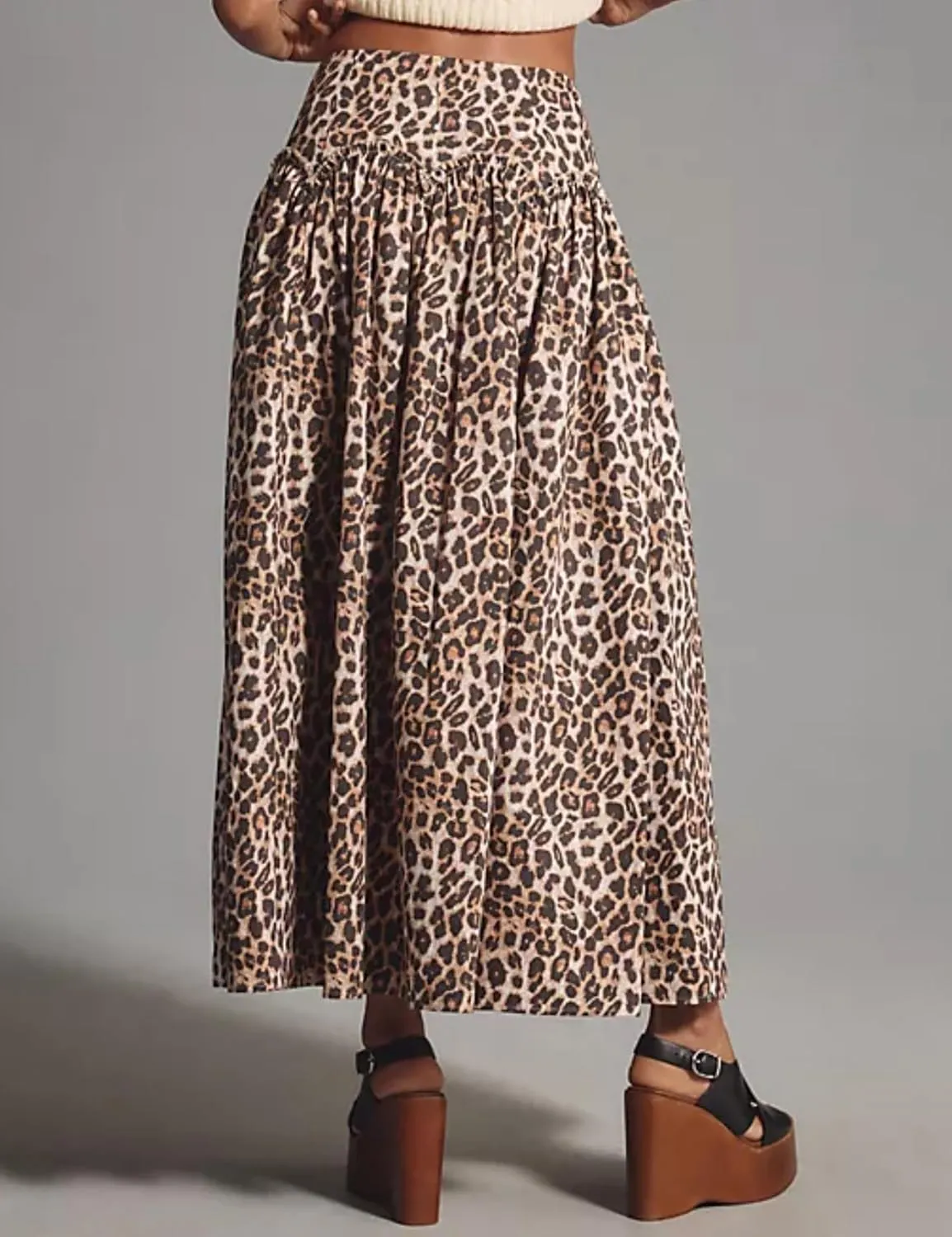 Leopard Print Skirt for Women Elegant Long Flowy Maxi Cheetah Print Skirt High Waist Aline Animal Print Skirts