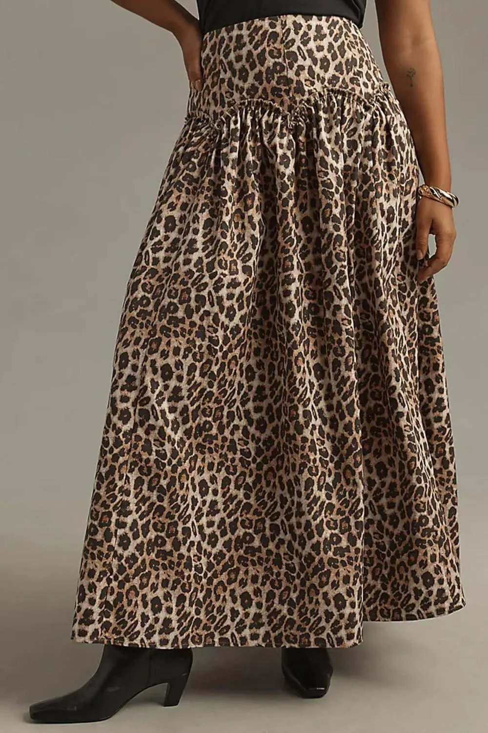 Leopard Print Skirt for Women Elegant Long Flowy Maxi Cheetah Print Skirt High Waist Aline Animal Print Skirts