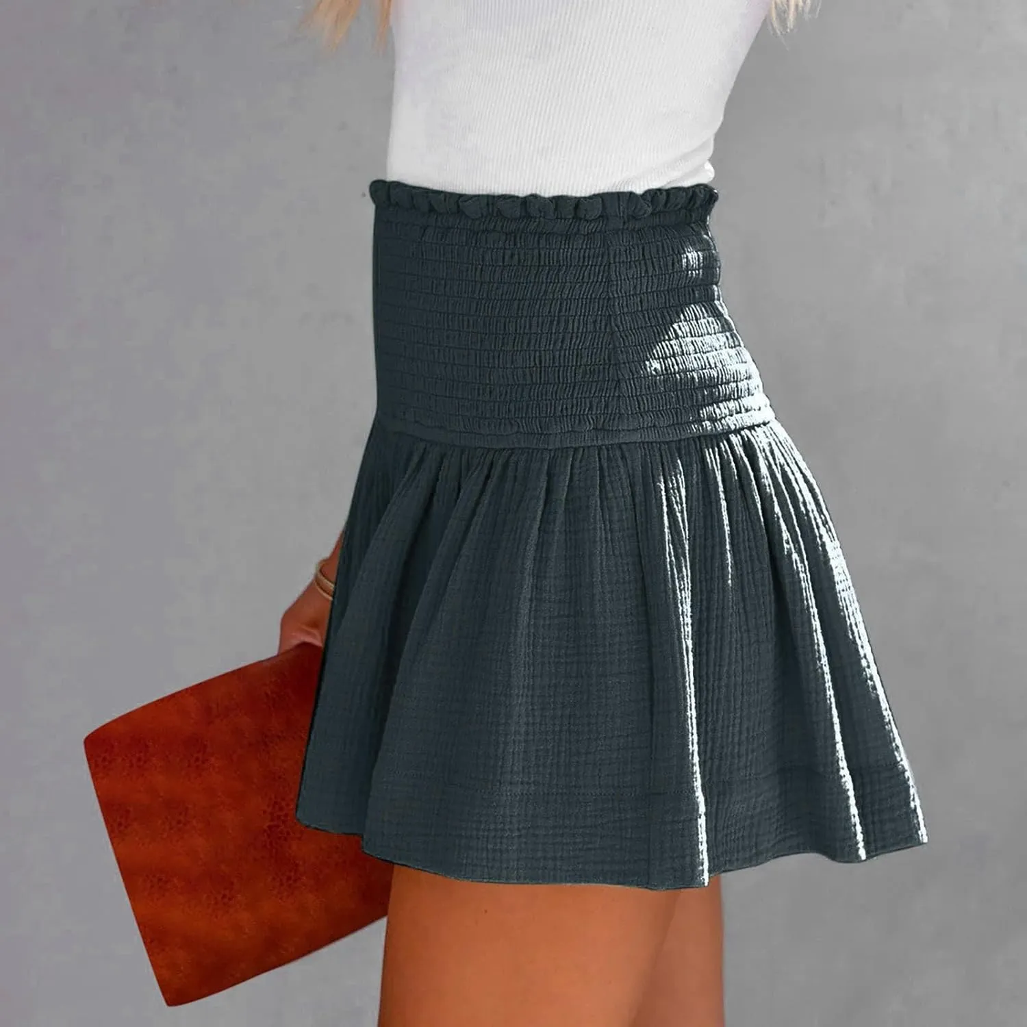 Linen Shorts for Women Summer Flowy Beach Shorts Smocked High Waisted Wide Leg Lightweight Athletic Gym Running Pants
