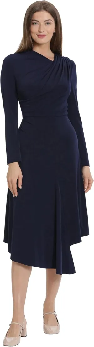 Maggy London Women's Curved Seam Detail Asymmetric Hem Part Event Occasion Guest of