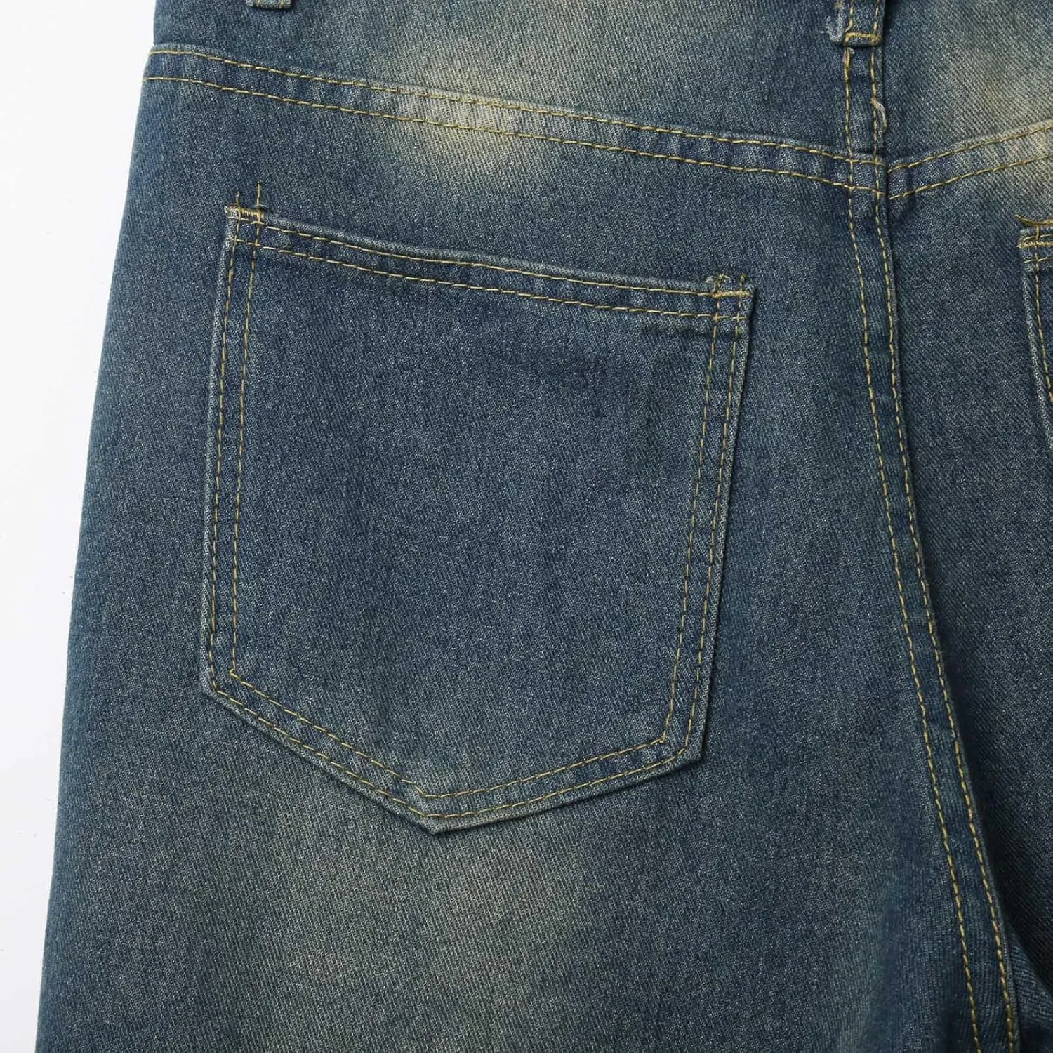 Men's Loose Hip Hop Mid Jean Shorts Work Denim Shorts with Pockets Casual Summer Streetwear Clothes