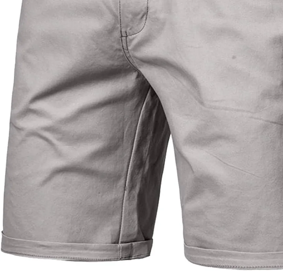 Men's Stretch Chino Short Slim Fit 10" Inseam Flat Front Shorts Summer Solid Lightweight Casual Shorts with Pocket