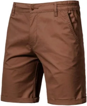 Men's Stretch Chino Short Slim Fit 10" Inseam Flat Front Shorts Summer Solid Lightweight Casual Shorts with Pocket