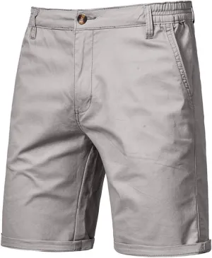 Men's Stretch Chino Short Slim Fit 10" Inseam Flat Front Shorts Summer Solid Lightweight Casual Shorts with Pocket