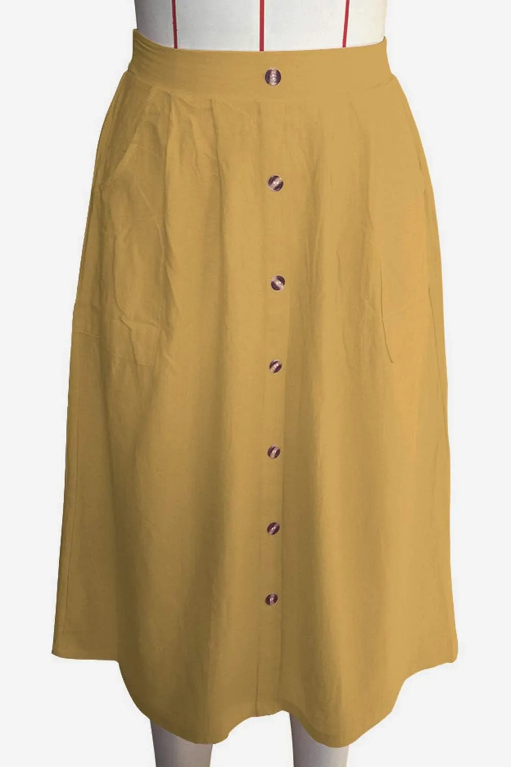 Meyeeka Womens Casual High Waist Flared A-line Skirt Pleated Midi Skirt with Pocket