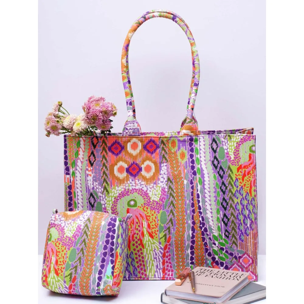 PS Accessories by Payal Singhal Payal Singhal African Multi Colour Printed Canvas Tote Bag