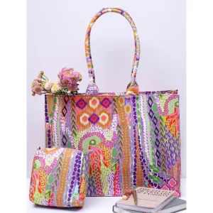 PS Accessories by Payal Singhal Payal Singhal African Multi Colour Printed Canvas Tote Bag