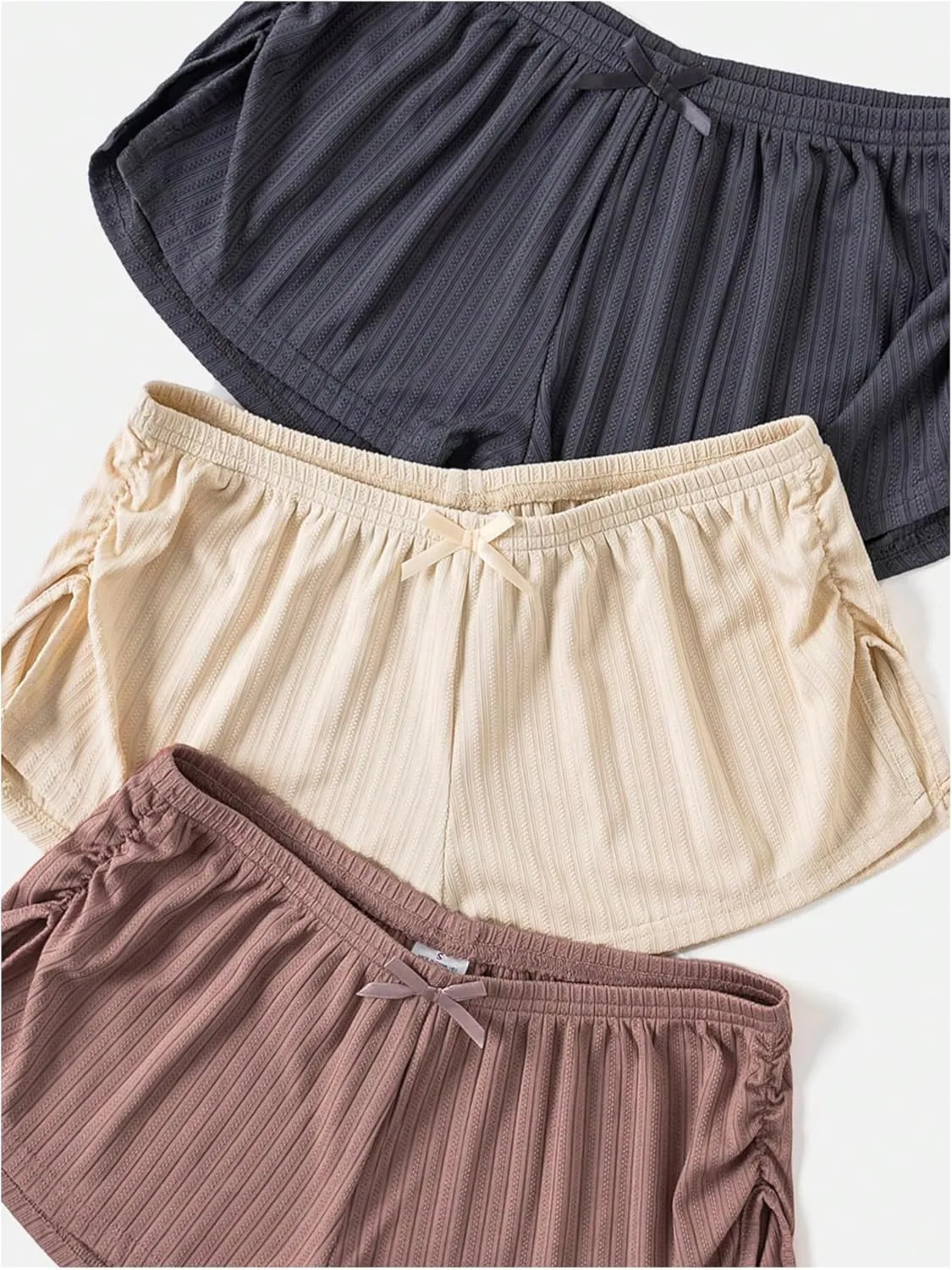 SHENHE Women's 3 Pack Soft Pajama Shorts Elastic Waist Solid Lounge Shorts Sleepwear