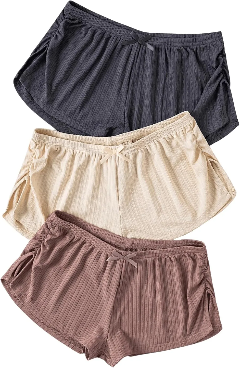 SHENHE Women's 3 Pack Soft Pajama Shorts Elastic Waist Solid Lounge Shorts Sleepwear