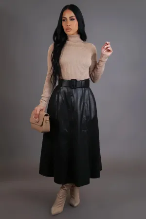 Shiloh Faux Leather Skirt Black