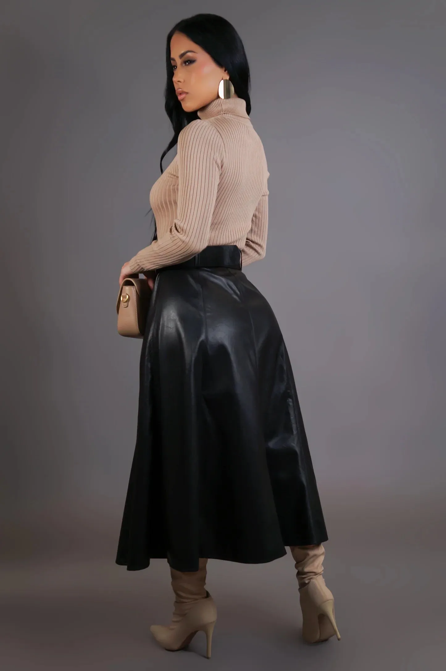 Shiloh Faux Leather Skirt Black