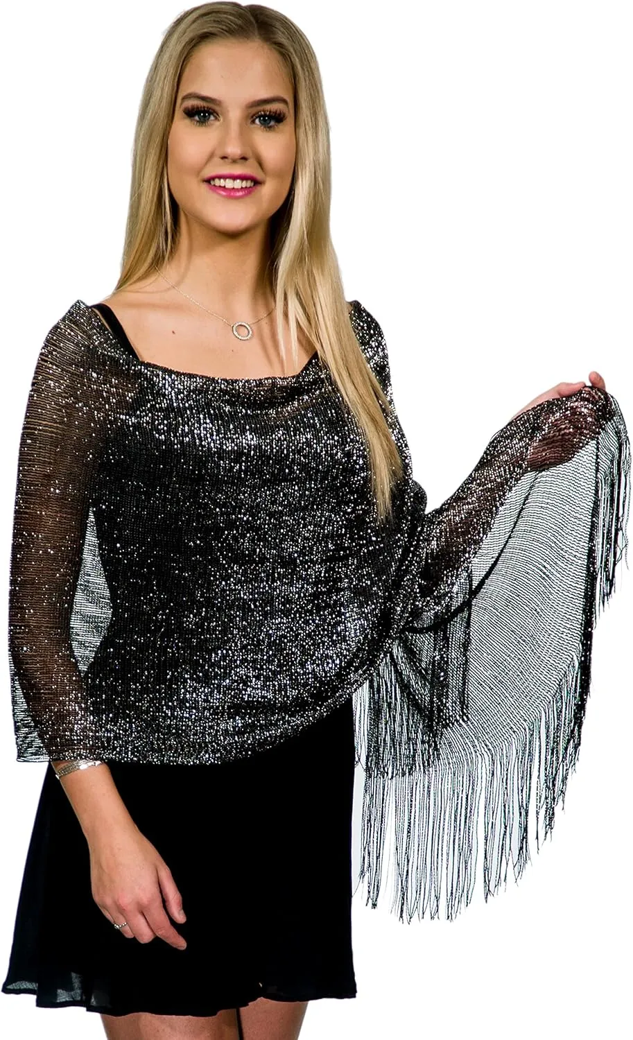 ShineGlitz Shawls and Wraps for Evening Dresses, Metallic Glitter Shawls for Women, Sparkling Wedding Giving Shawl Gift