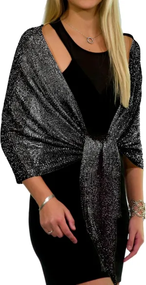 ShineGlitz Shawls and Wraps for Evening Dresses, Metallic Glitter Shawls for Women, Sparkling Wedding Giving Shawl Gift