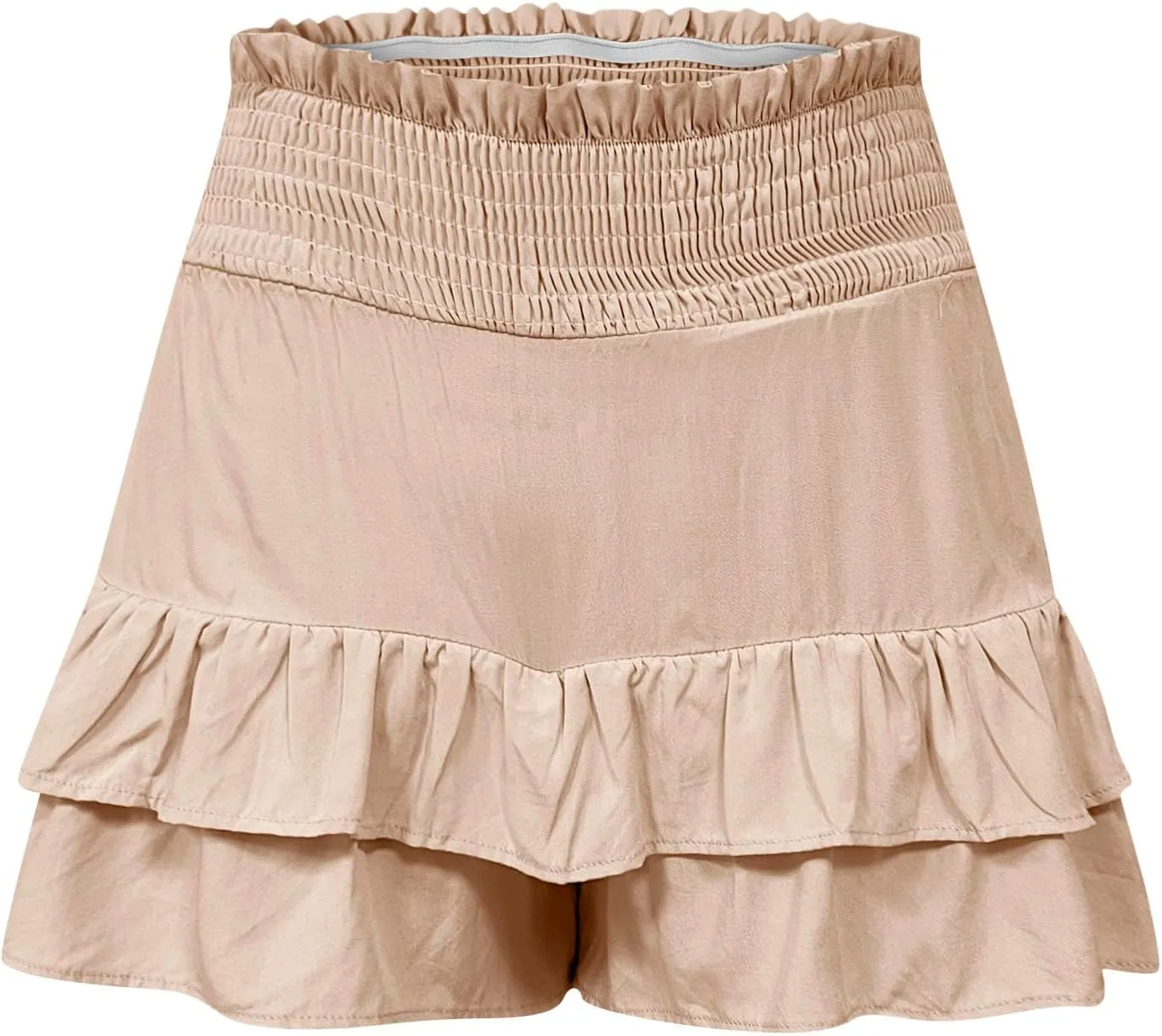 Summer Shorts for Women 2024 Elastic High Waisted Pleated Ruffle Mini Skirts Cute Beach Vacation Flowy Shorts Skorts