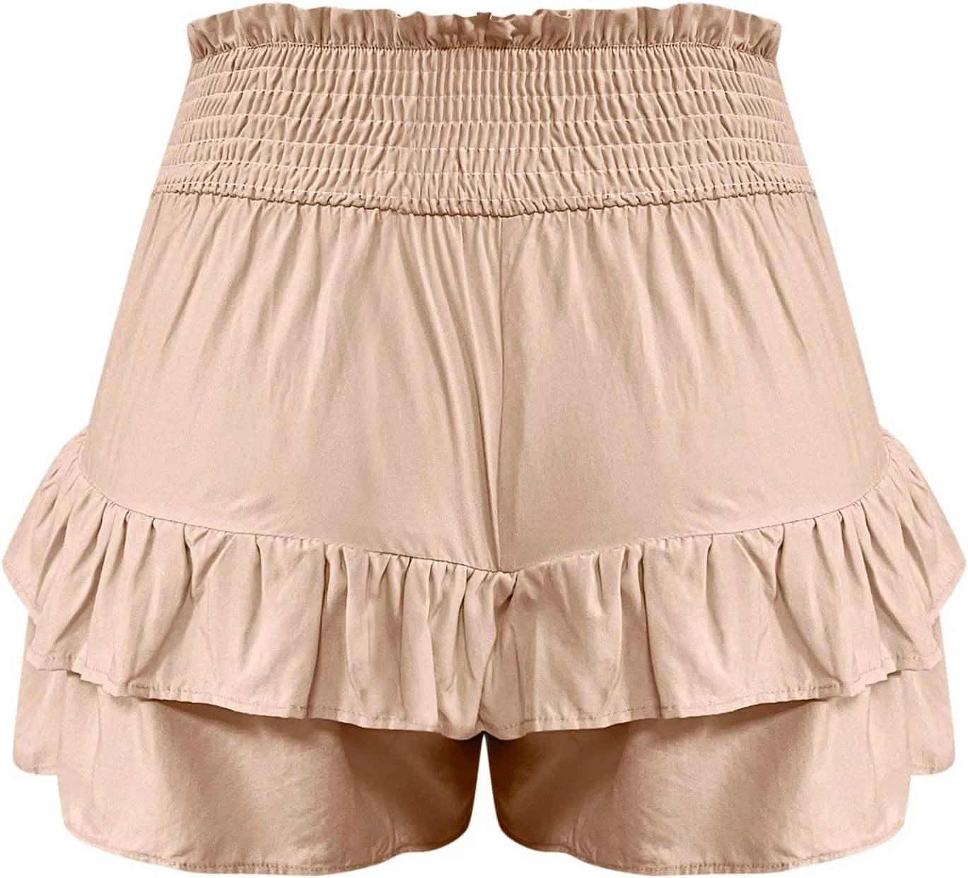 Summer Shorts for Women 2024 Elastic High Waisted Pleated Ruffle Mini Skirts Cute Beach Vacation Flowy Shorts Skorts