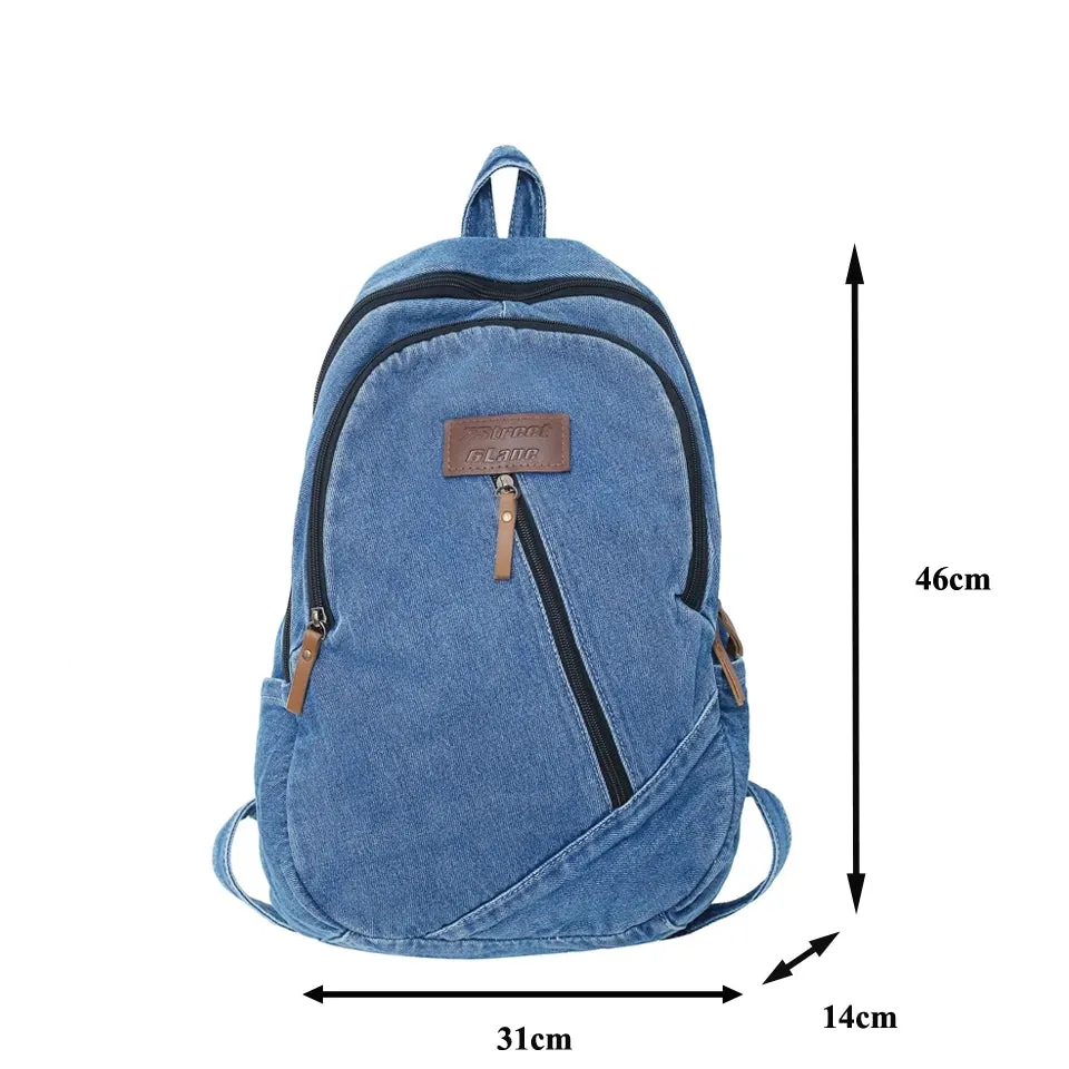 Uniwim Denim Backpacks Y2K Women's Backpack Canvas Shoulders Bag Sports Knapsack Quality Packbag Vintage Rucksack Student Jeans Mochila