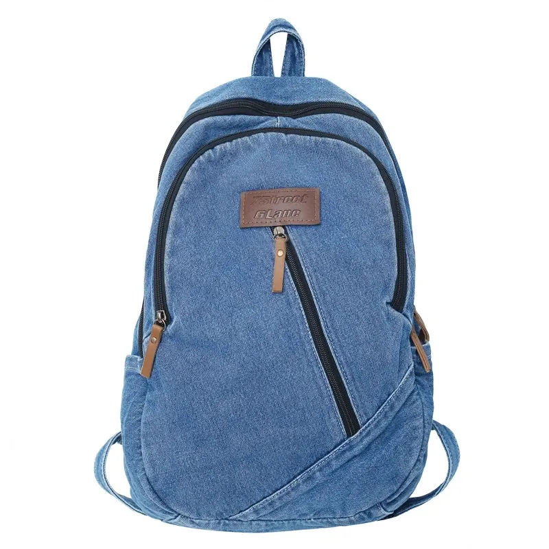 Uniwim Denim Backpacks Y2K Women's Backpack Canvas Shoulders Bag Sports Knapsack Quality Packbag Vintage Rucksack Student Jeans Mochila
