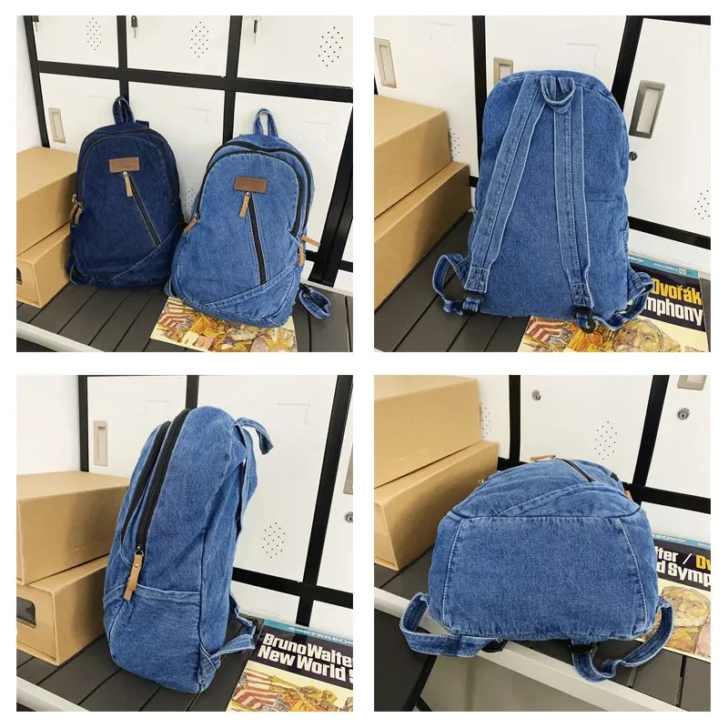 Uniwim Denim Backpacks Y2K Women's Backpack Canvas Shoulders Bag Sports Knapsack Quality Packbag Vintage Rucksack Student Jeans Mochila