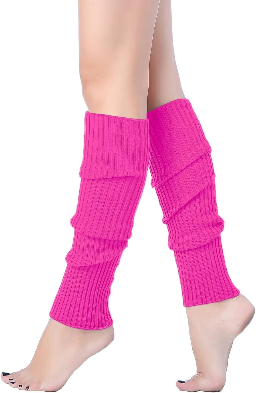 v28 Women Juniors Neon Ribbed Leg Warmers for 80s Eighty's Party Sports Yoga