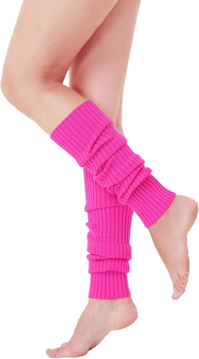 v28 Women Juniors Neon Ribbed Leg Warmers for 80s Eighty's Party Sports Yoga