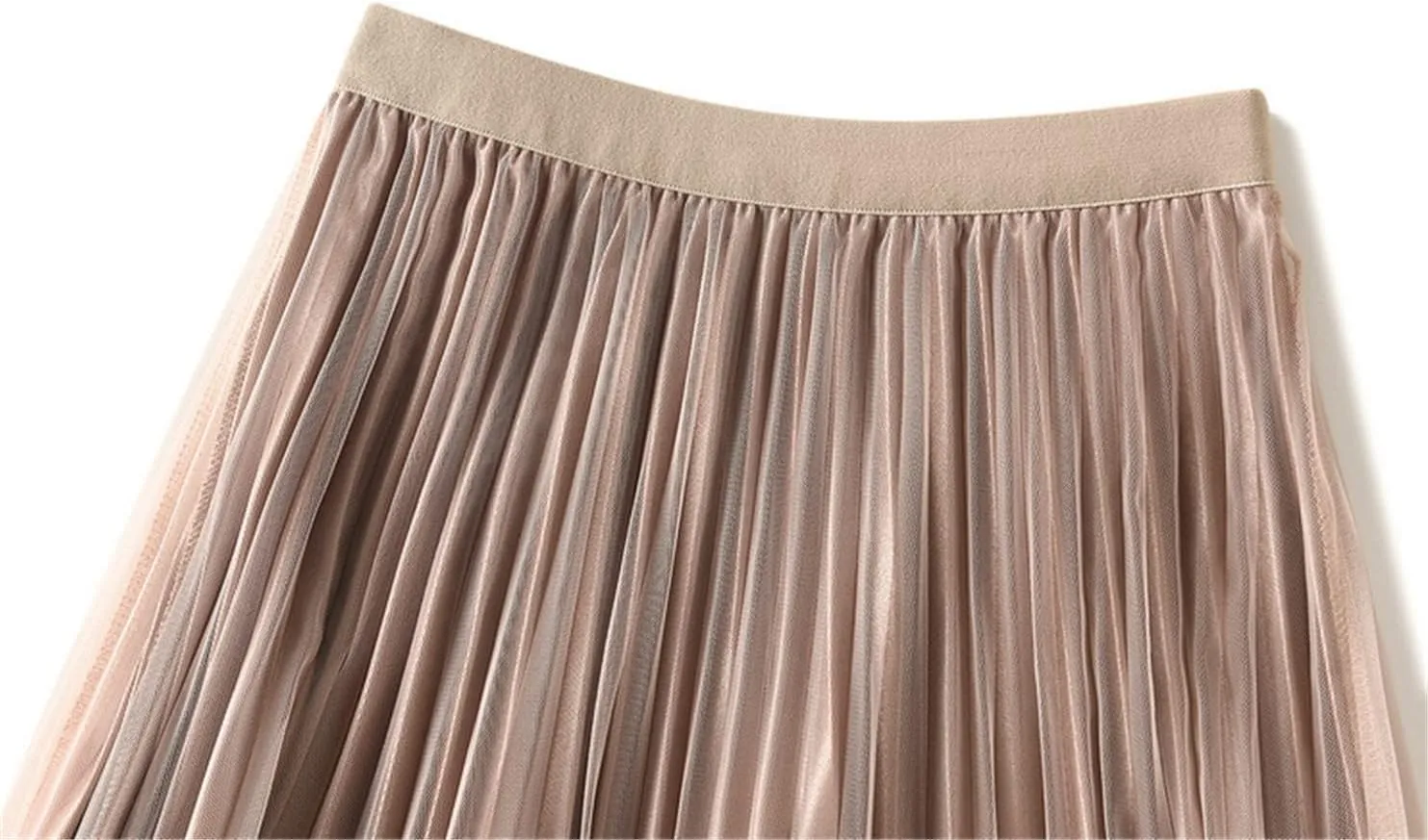 Women Pleated Skirt Fashion Midi Long Velvet Skirts Mesh Skirt