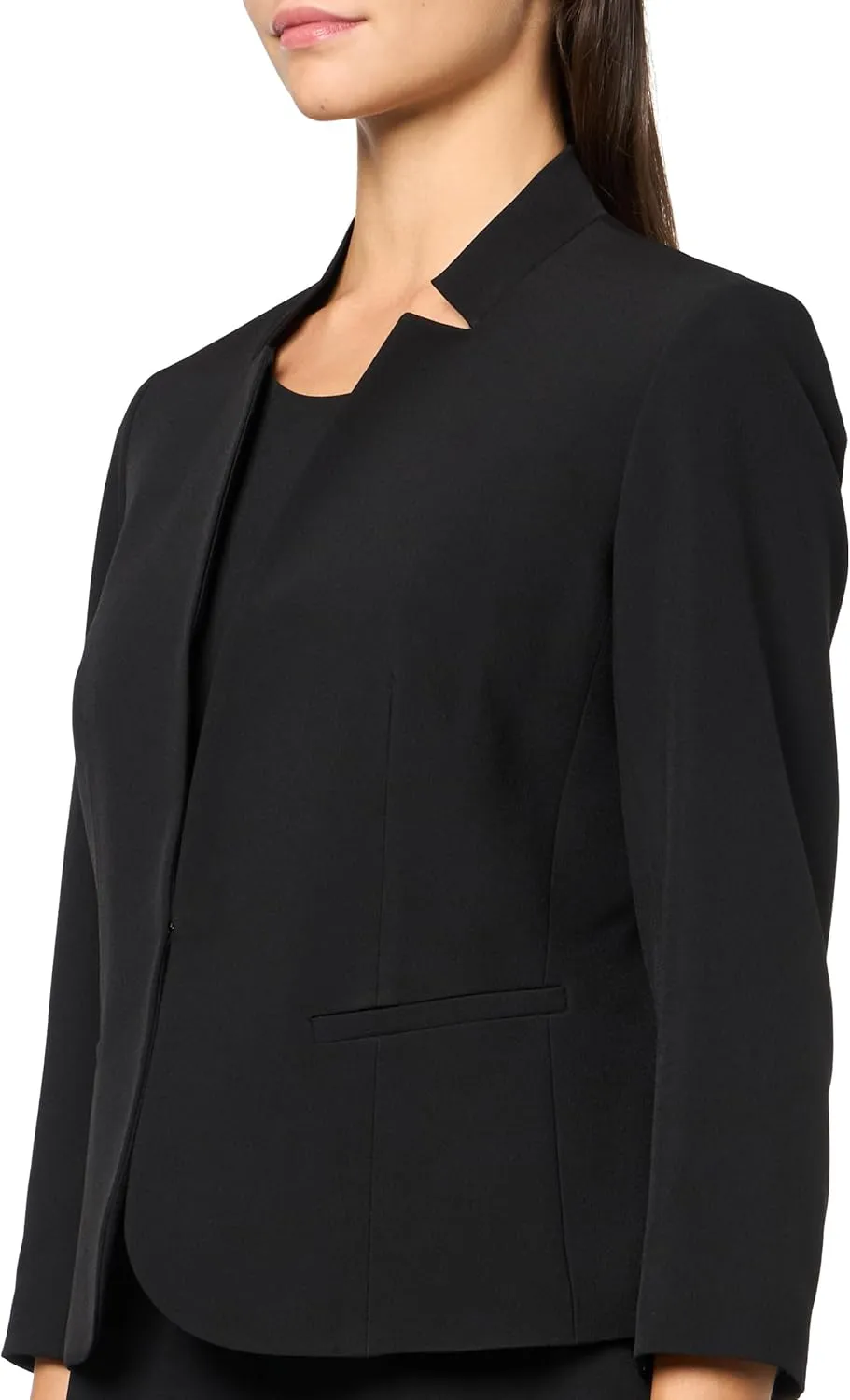 Women's Notched Collar Cardigan-Style Blazer & Dress, 2pc Set