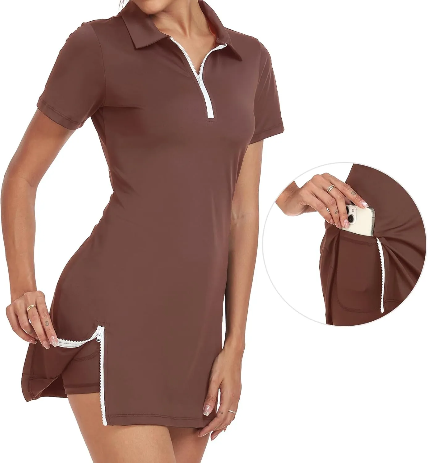 Womens Two Piece Tennis Golf Dress Active Athletic Exercise Sports Wear Dresses for Women with Pocket Separate Shorts