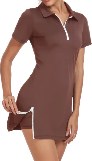 Womens Two Piece Tennis Golf Dress Active Athletic Exercise Sports Wear Dresses for Women with Pocket Separate Shorts