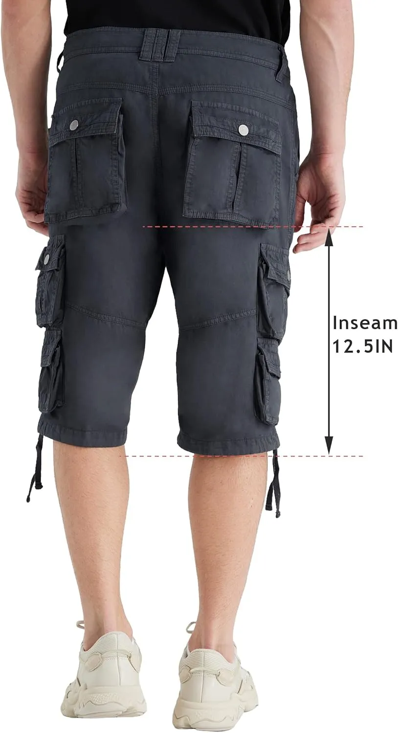 YGREYG Mens Cargo Shorts Long Capri Below The Knee Shorts 3/4 Relaxed Fit Long Shorts with Pockets