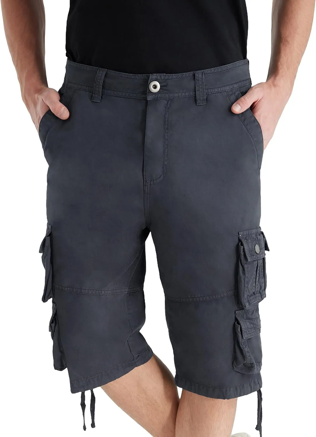 YGREYG Mens Cargo Shorts Long Capri Below The Knee Shorts 3/4 Relaxed Fit Long Shorts with Pockets