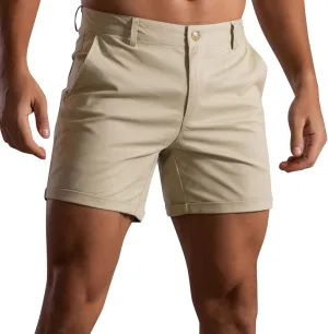 ZDOO Mens Flat Front Shorts Straight Leg Short Dress Pants Slim Fit Stretch Chino Shorts Business Casual Walk Shorts