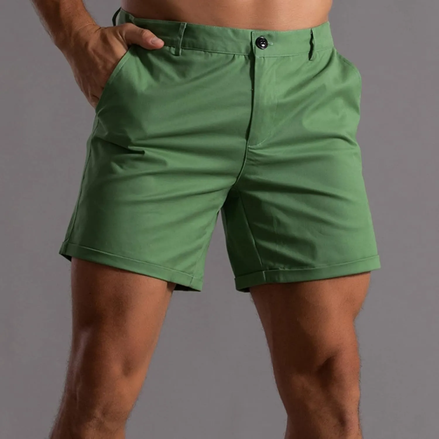 ZDOO Mens Flat Front Shorts Straight Leg Short Dress Pants Slim Fit Stretch Chino Shorts Business Casual Walk Shorts