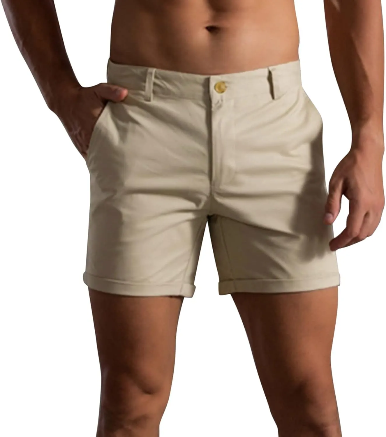 ZDOO Mens Flat Front Shorts Straight Leg Short Dress Pants Slim Fit Stretch Chino Shorts Business Casual Walk Shorts